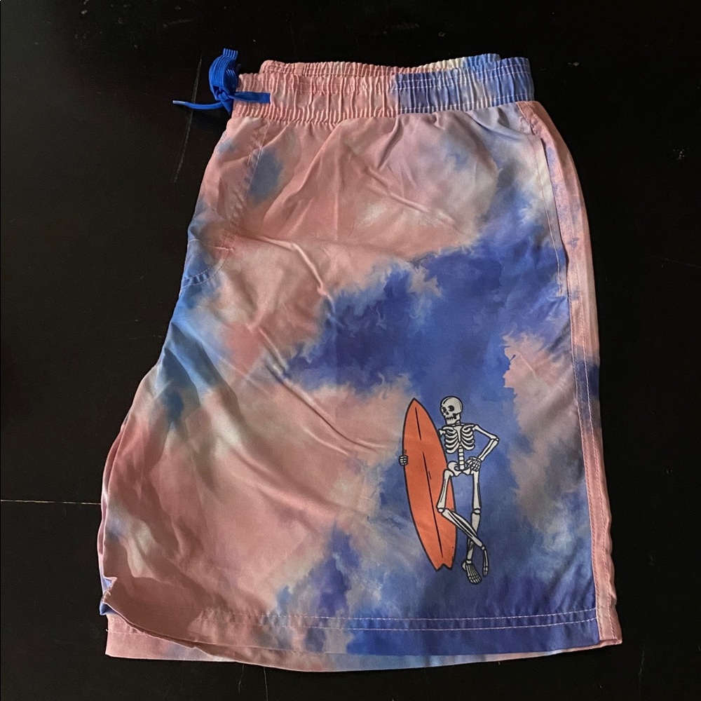 🆕 Chemistry UPF +50 Tie Dye Board Shorts Skeleton Surfing